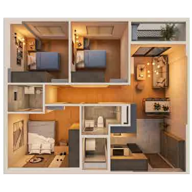 Mặt bằng căn hộ 3 phòng ngủ